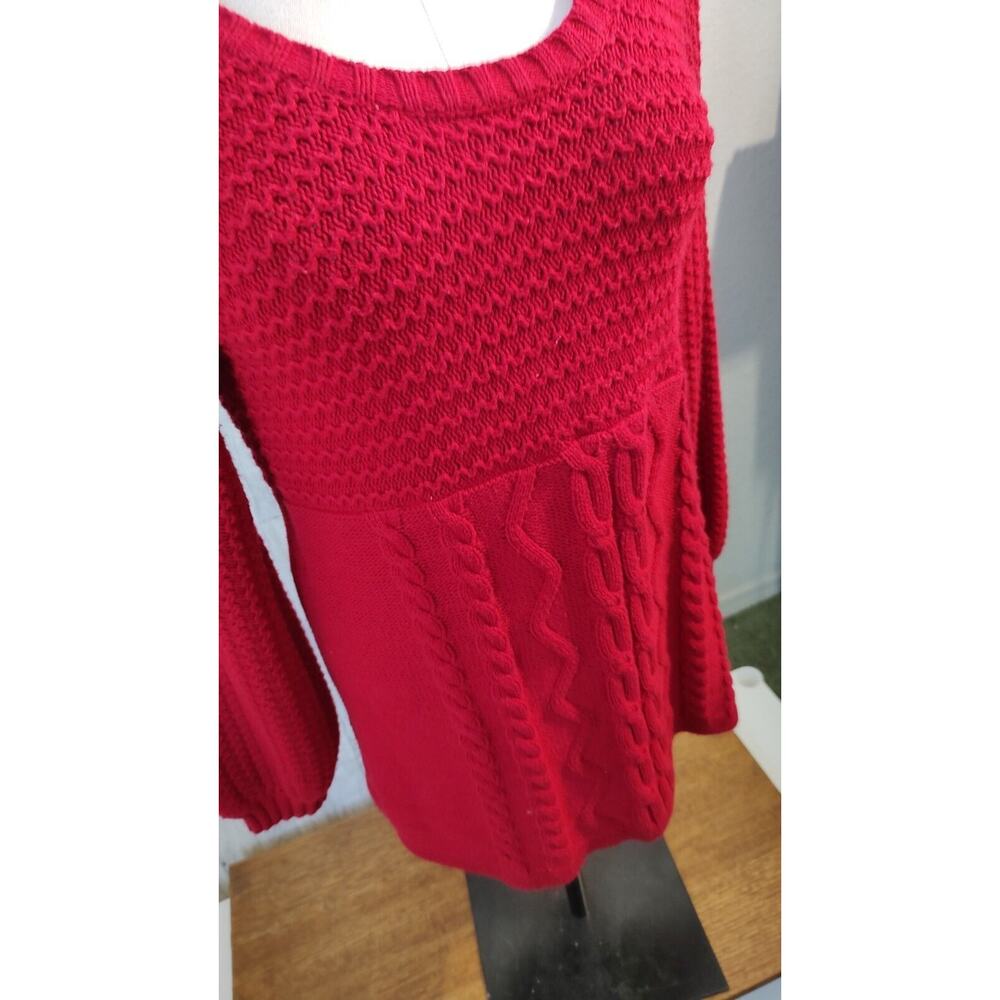 Style & Co. Woman's Red Pullover Sweater Size M Cable Knit Stretch 3 knit Styles - Picture 5 of 11